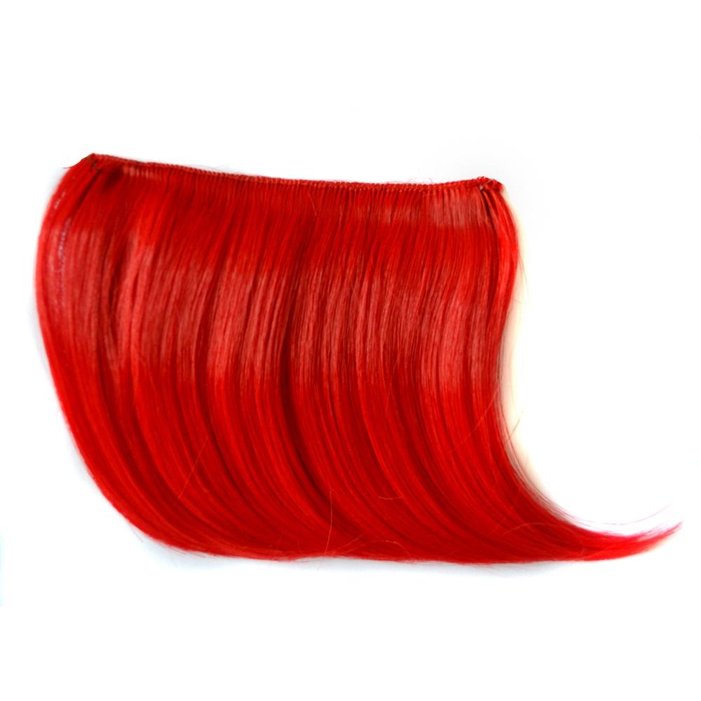 Color Gradient Invisible Seamless Hair Extension Wig Piece Straight Hair Piece Color Bangs Hair Piece(Red)