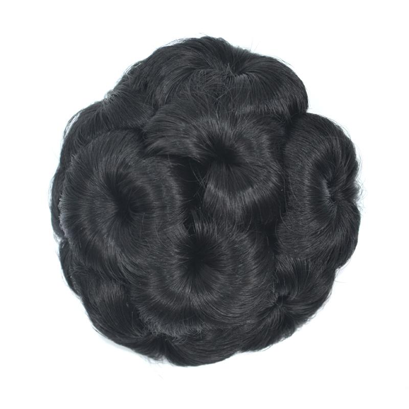 Wig Ball Head Flower Hairpin Hair Bag Wig Headband for Bride(Black)