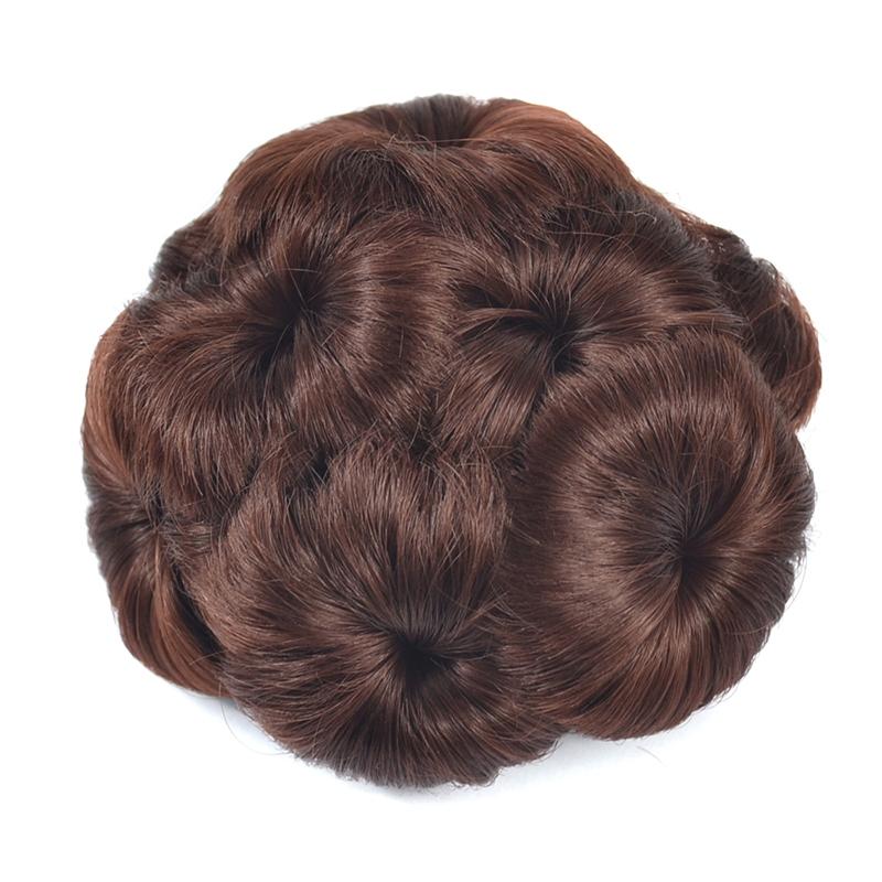 Wig Ball Head Flower Hairpin Hair Bag Wig Headband for Bride(Coffee)