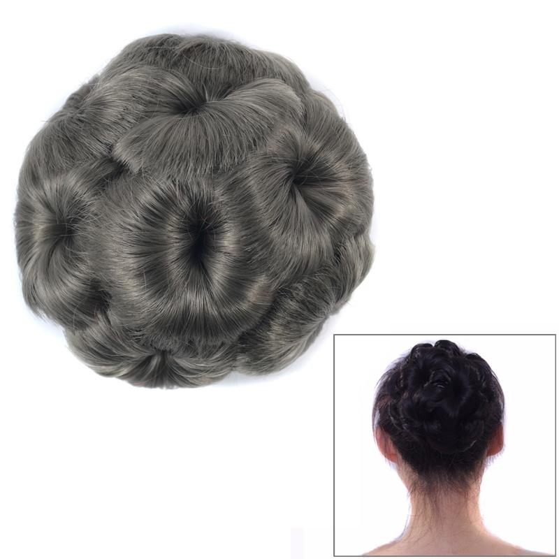 Wig Ball Head Flower Hairpin Hair Bag Wig Headband for Bride(Grey)