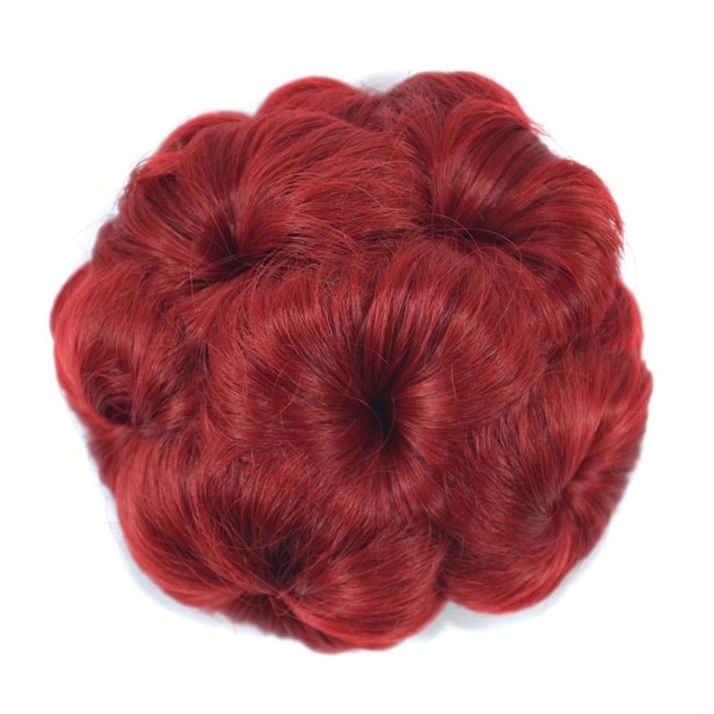 Wig Ball Head Flower Hairpin Hair Bag Wig Headband for Bride(Red)