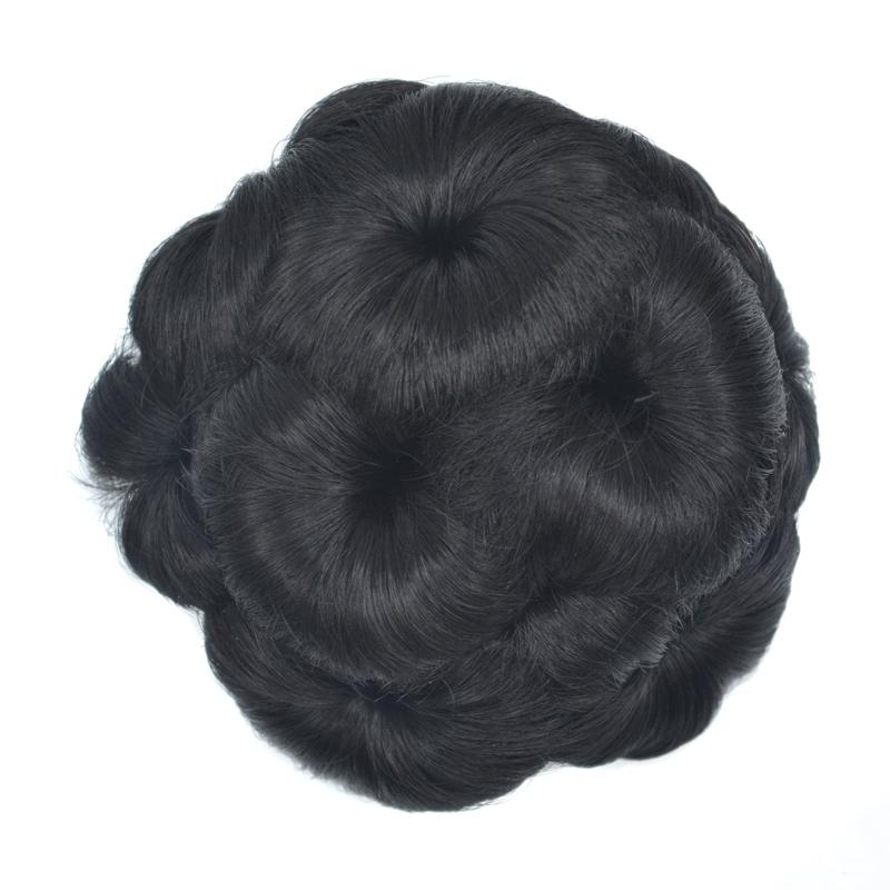 Wig Ball Head Flower Hairpin Hair Bag Wig Headband for Bride(Natural Black)