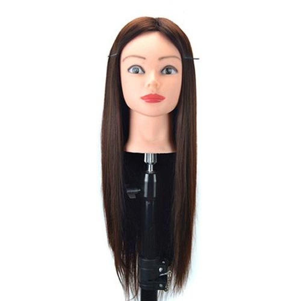 Practice Disc Hair Braided Mannequin Head Wig Styling Trimming Head Model(Marron)
