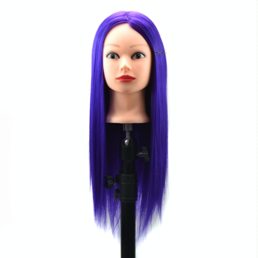 Practice Disc Hair Braided Mannequin Head Wig Styling Trimming Head Model(Purple)