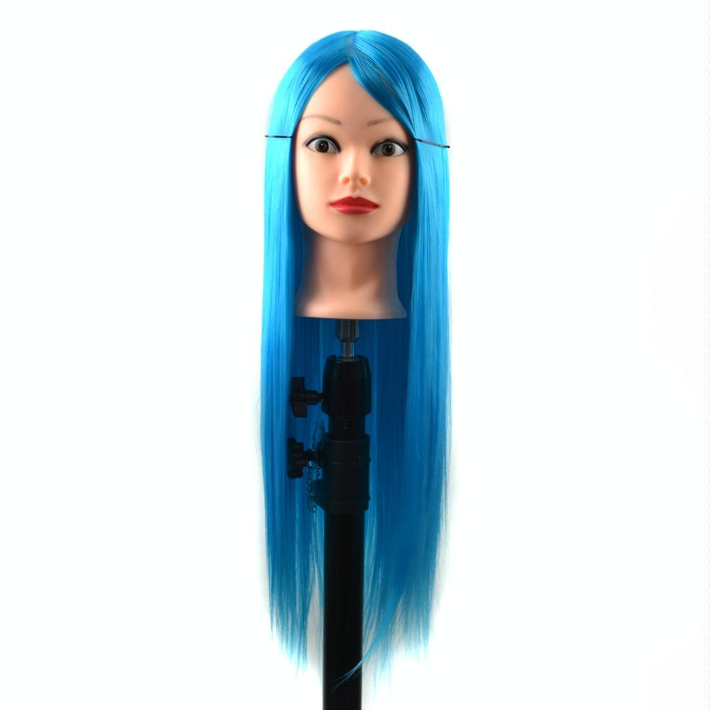 Practice Disc Hair Braided Mannequin Head Wig Styling Trimming Head Model(Sky Blue)