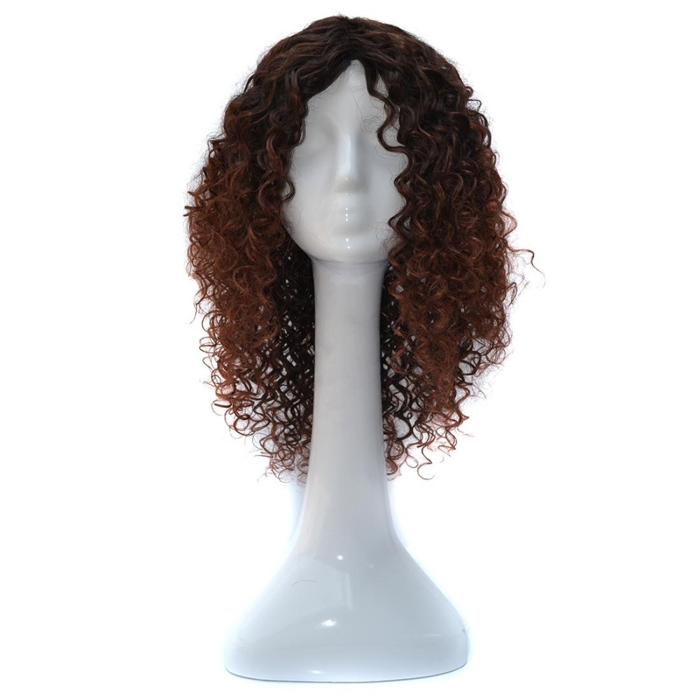 T191006 European and American Wig Headgear with Short and Small Curly Hair for Women (Black Brown)