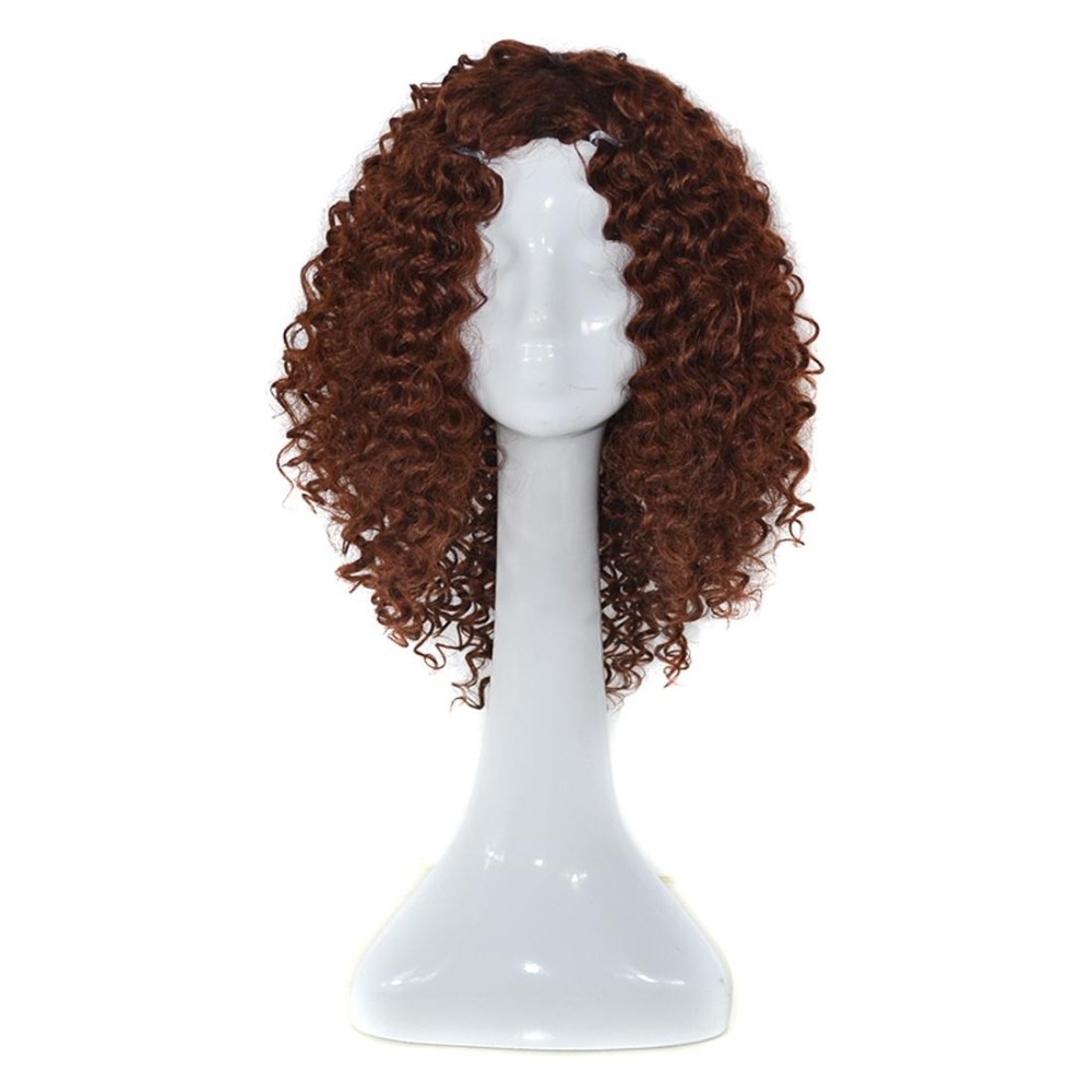 T191006 European and American Wig Headgear with Short and Small Curly Hair for Women (Dark Brown)
