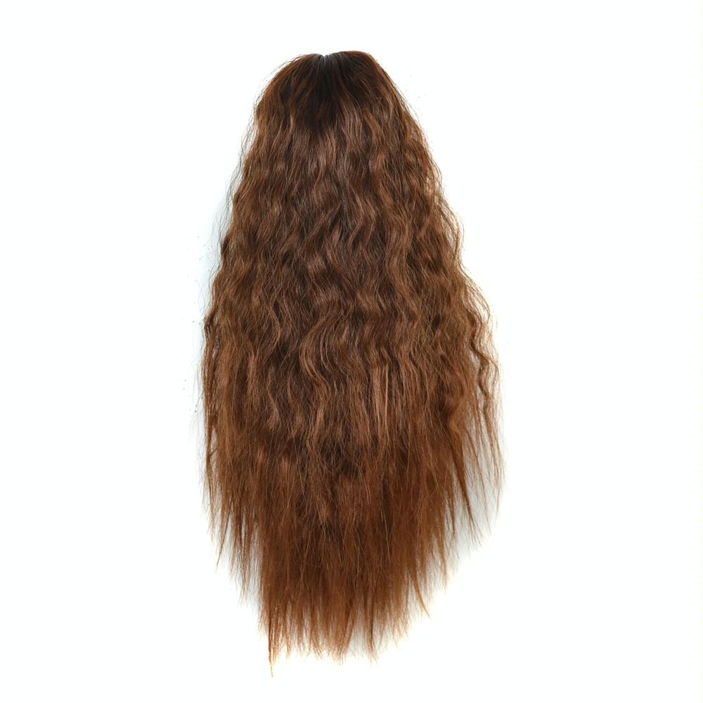 Natural Retro Short Curly Hair Clip-on Corn Blanching Horsetail Wig (Flaxen)