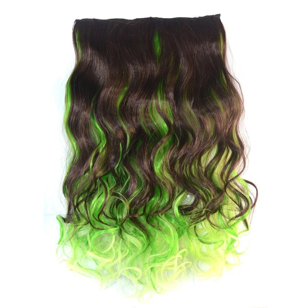 One-piece Seamless Hair Extension Piece Color Gradient Large Wave Long Curling Clip Type Hairpiece