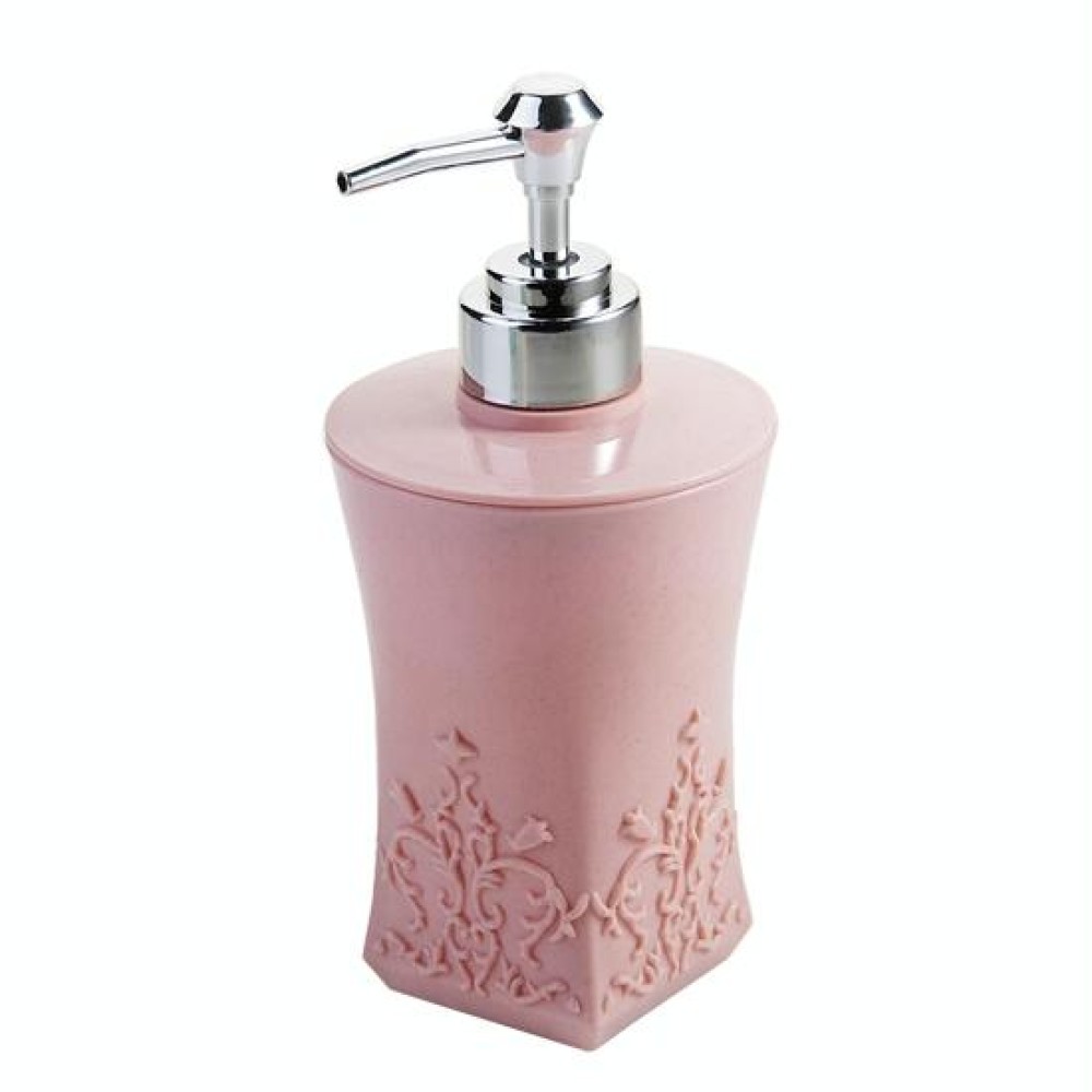 Square Press Style Carved Shower Gel Hand Soap Fill Empty Bottle (Light Pink)