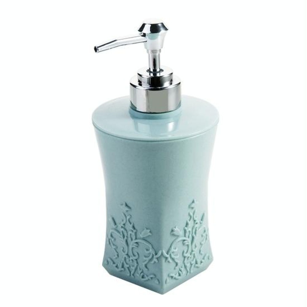 Square Press Style Carved Shower Gel Hand Soap Fill Empty Bottle (Baby Blue)