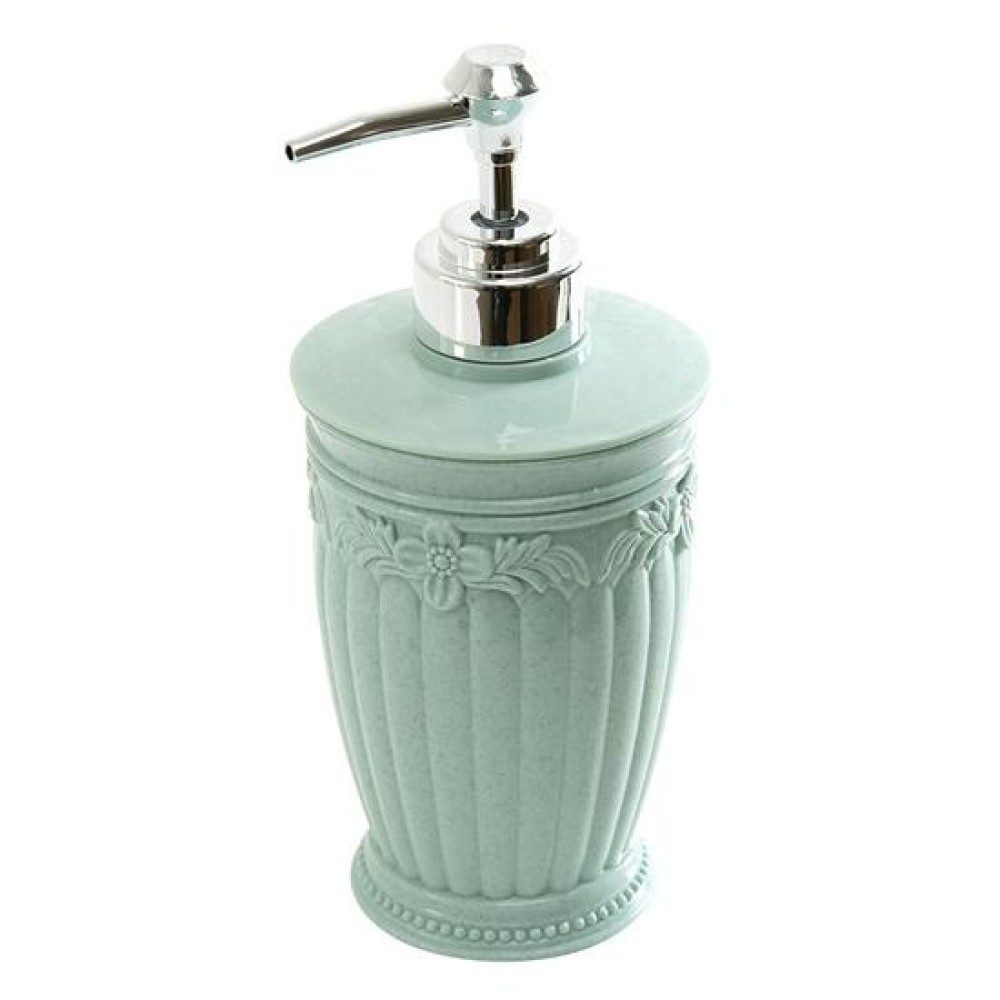 Round Press Style Carved Shower Gel Hand Soap Fill Empty Bottle (Baby Blue)