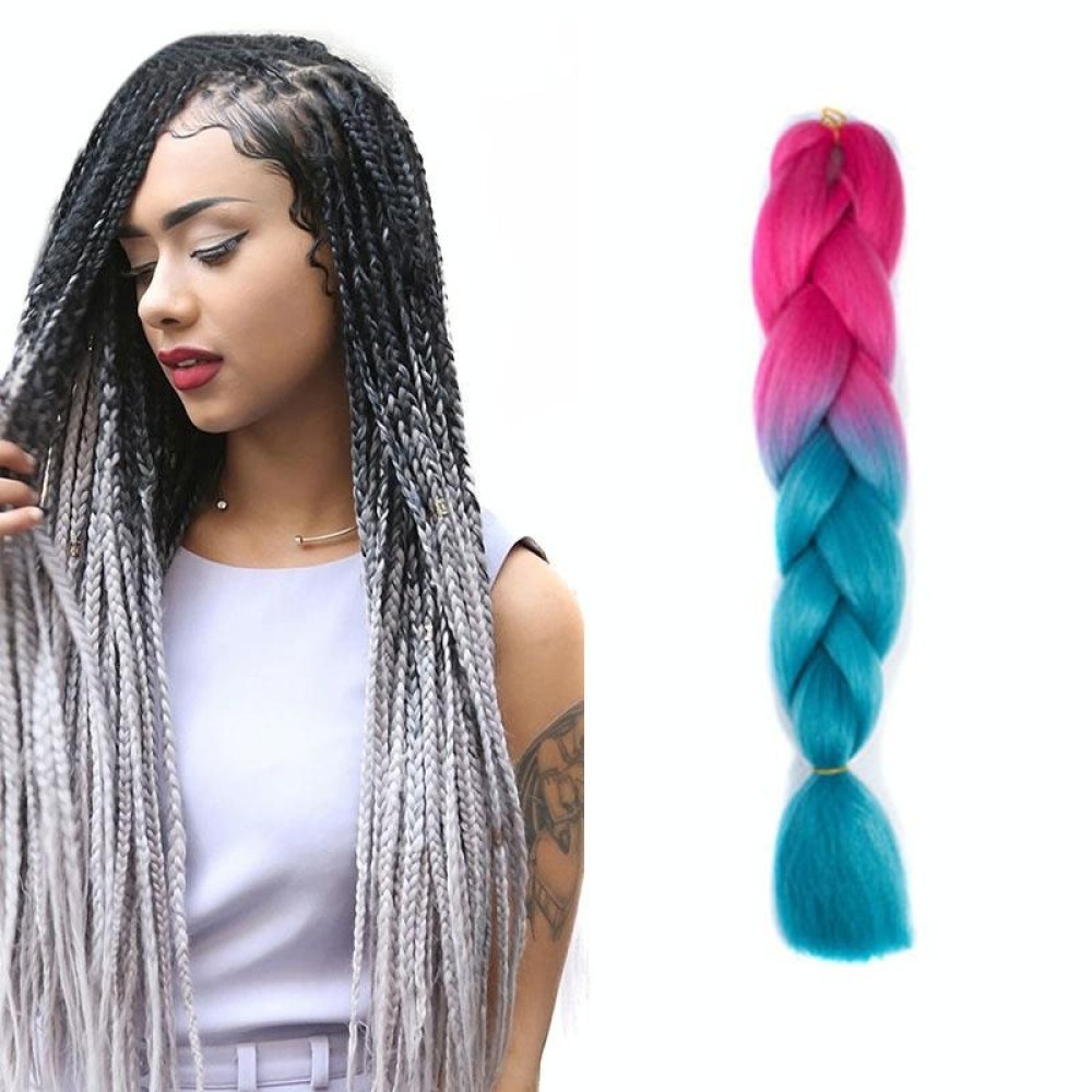 Fashion Color Gradient Individual Braid Wigs Chemical Fiber Big Braids, Length: 60cm(13 Peach Red+Lake Blue)