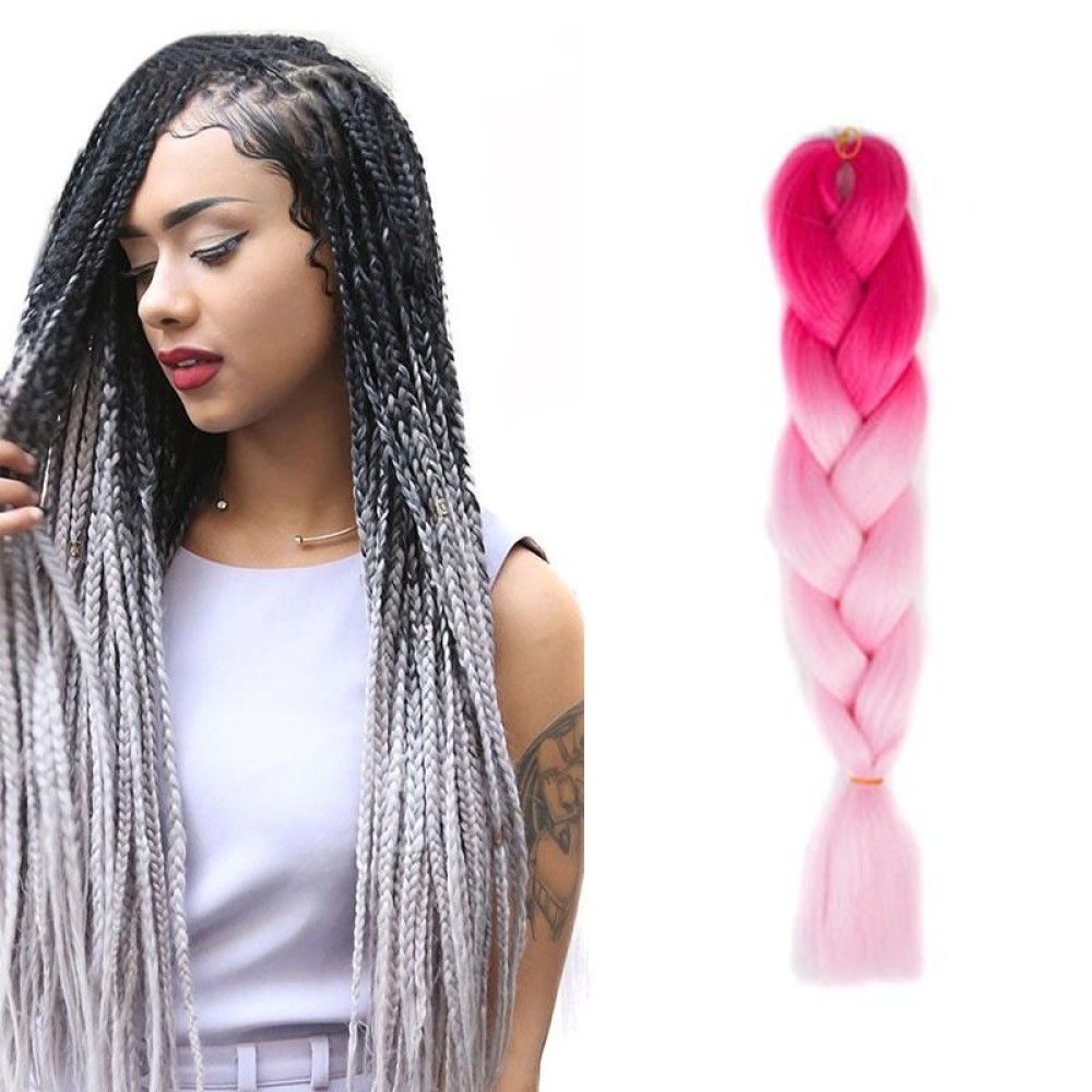 Fashion Color Gradient Individual Braid Wigs Chemical Fiber Big Braids, Length: 60cm(14 Peach Red+Light Pink)