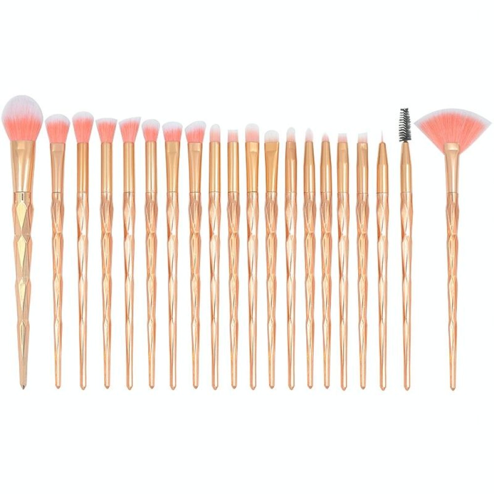 20 in 1 Diamond Handle Eye Brush Multi-functional Makeup Brush, Pink+Blue Handle and Pink Brush