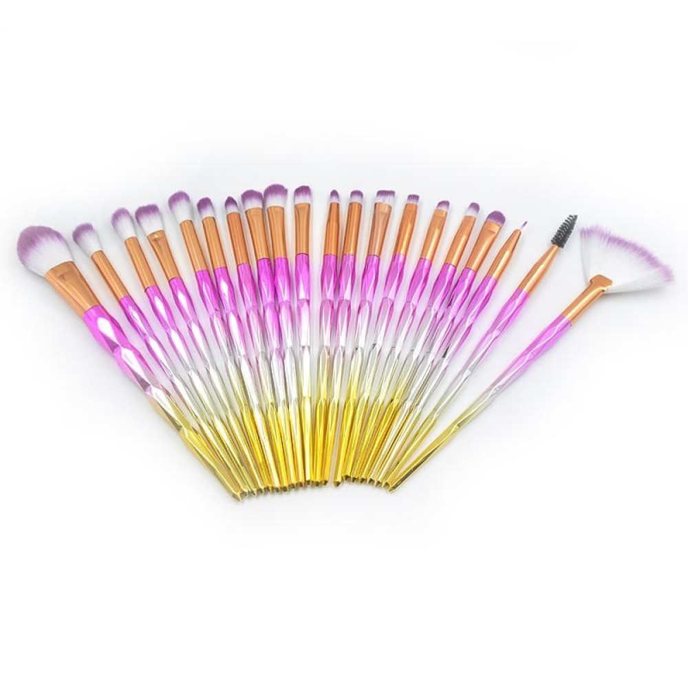 20 in 1 Diamond Handle Eye Brush Multi-functional Makeup Brush, Pink+Blue Handle and Purple Brush