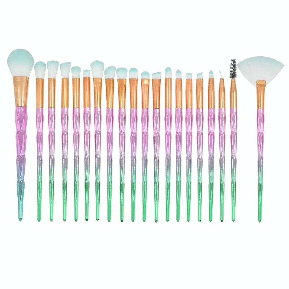 20 in 1 Diamond Handle Eye Brush Multi-functional Makeup Brush, Pink+Blue Handle and Baby Blue Brush