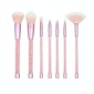 7 in 1 Clear Crystal Sequined Orange Diamond Handle and Yellow Brush Multi-functional Makeup Brush