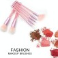 7 in 1 Clear Crystal Sequined Orange Diamond Handle and Yellow Brush Multi-functional Makeup Brush