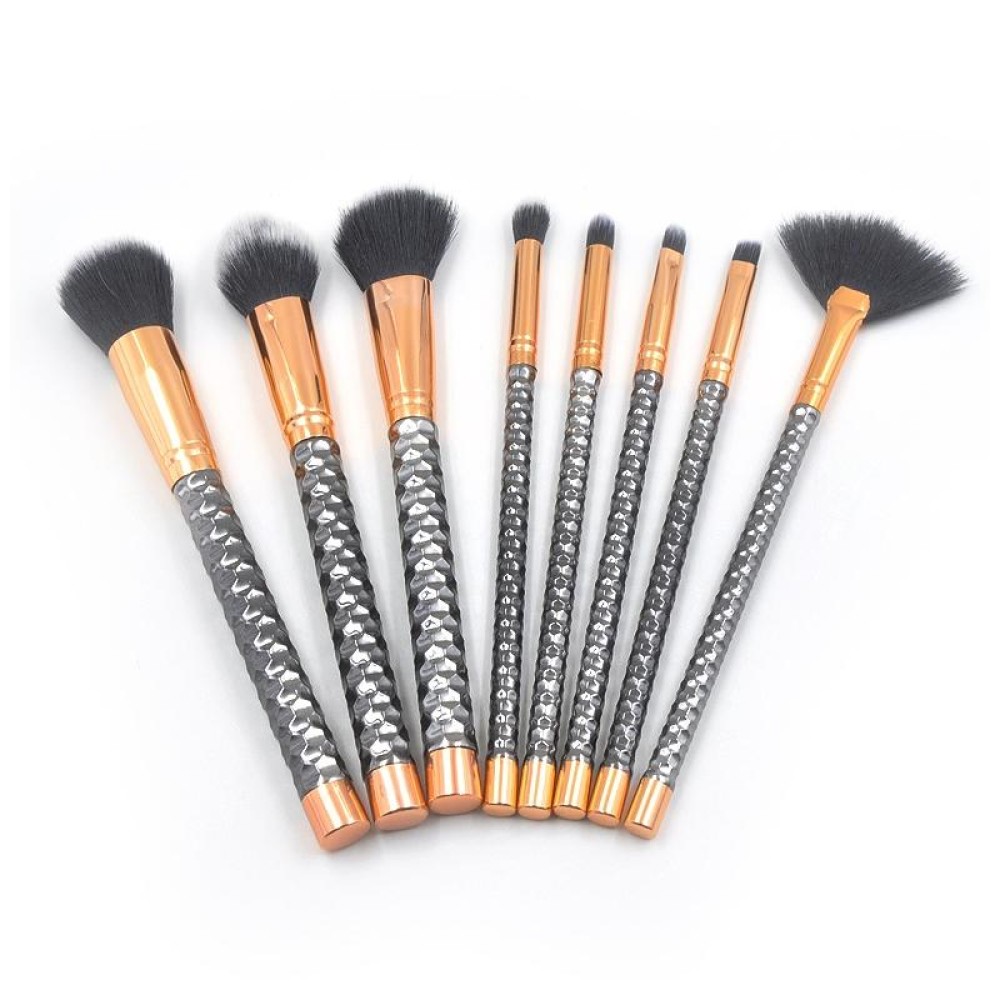 8 in 1 Honeycomb Handle Multi-functional Makeup Brush, Black Handle and Black Brush
