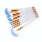 8 in 1 Honeycomb Handle Multi-functional Makeup Brush, White Handle and Blue Brush