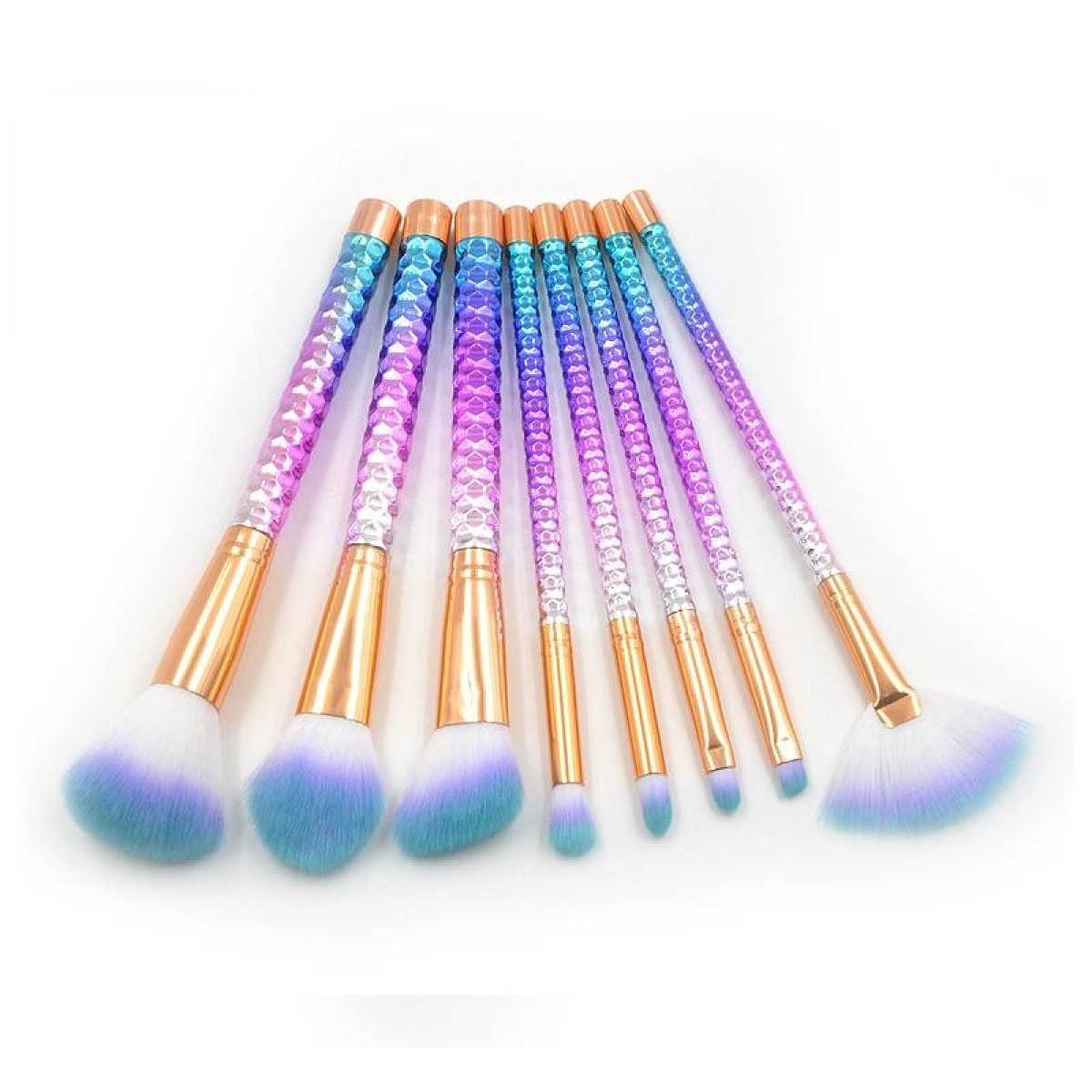 8 in 1 Honeycomb Handle Multi-functional Makeup Brush, Purple Handle and Blue Brush
