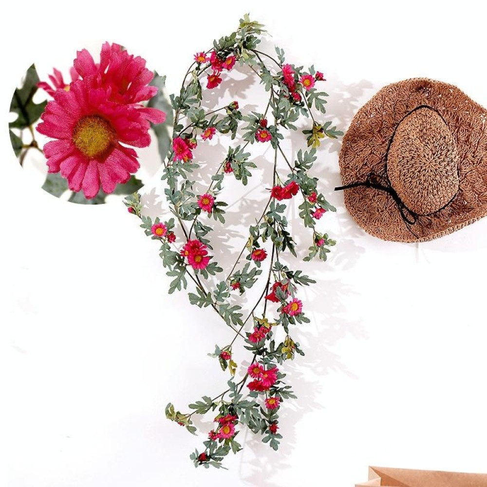 Daisy Leaf Artificial Flower Vine Interior Background Wall Window Decoration, Length: 1.75m(Wine Red)