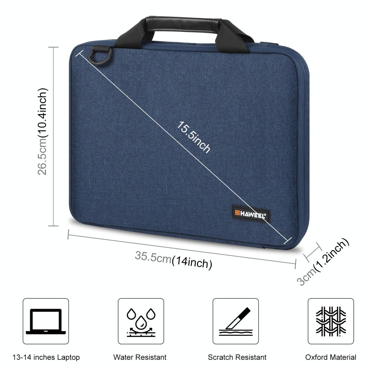 HAWEEL 13.0 inch-14.0 inch Briefcase Crossbody Laptop Bag For Macbook, Lenovo Thinkpad, ASUS, HP(Navy Blue)