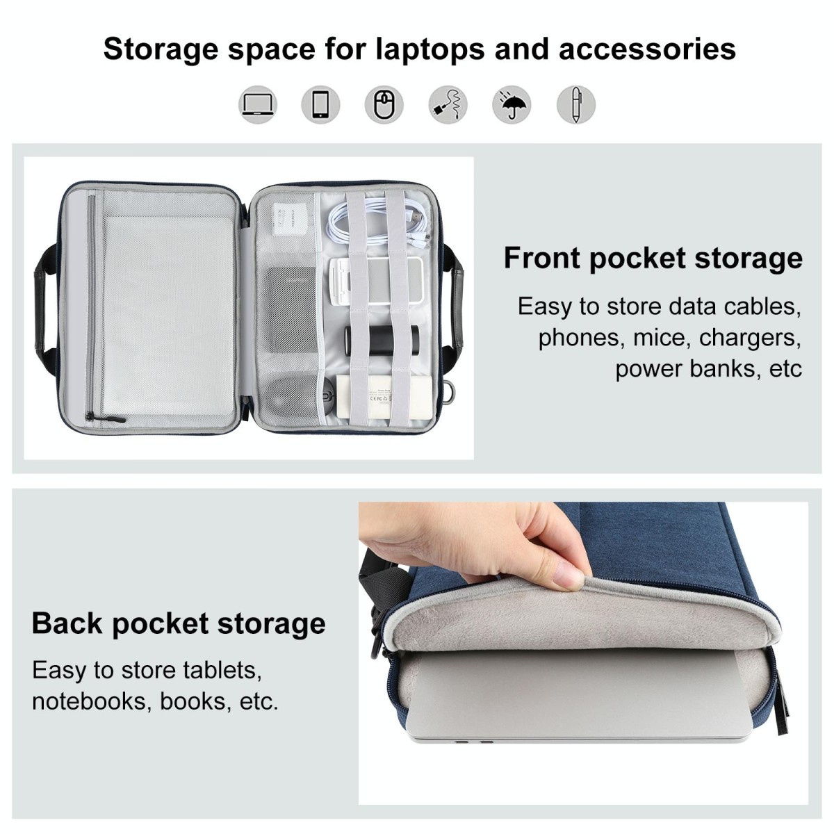 HAWEEL 13.0 inch-14.0 inch Briefcase Crossbody Laptop Bag For Macbook, Lenovo Thinkpad, ASUS, HP(Navy Blue)