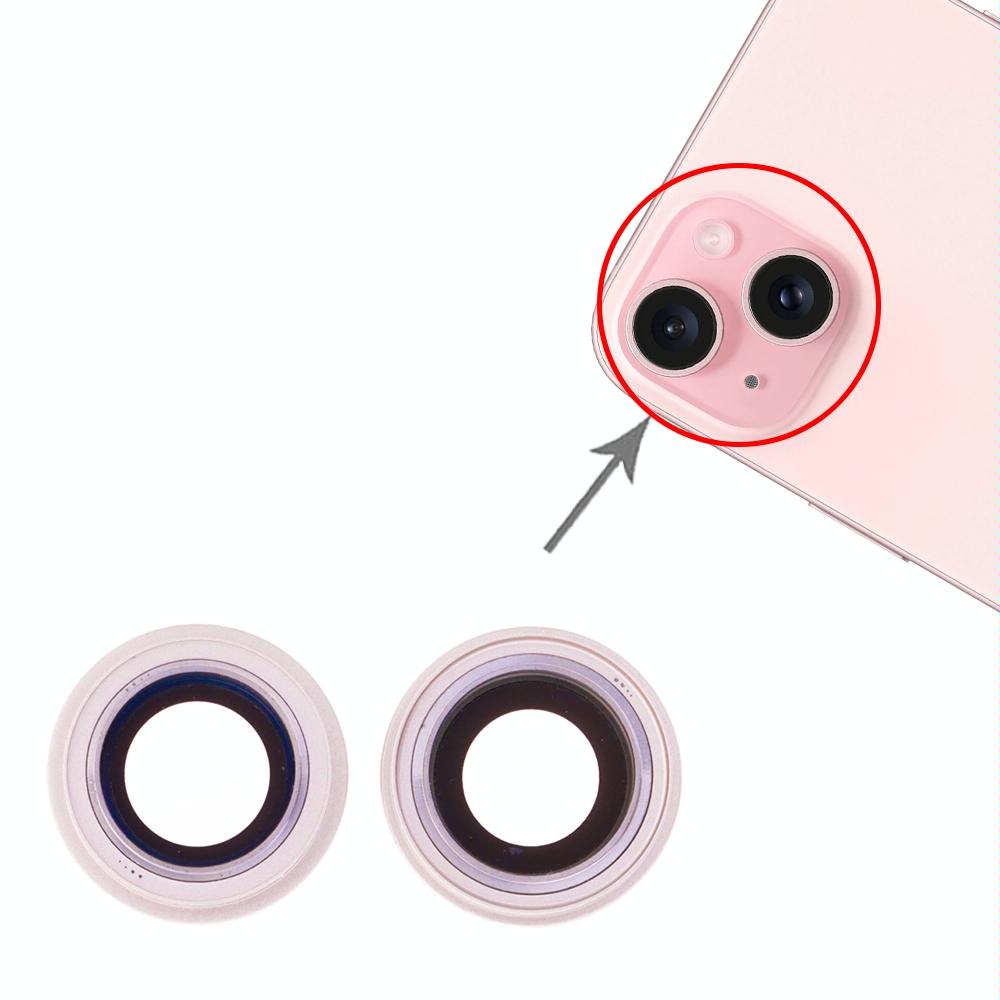 For iPhone 15 / 15 Plus 1set Camera Lens Cover (Pink)
