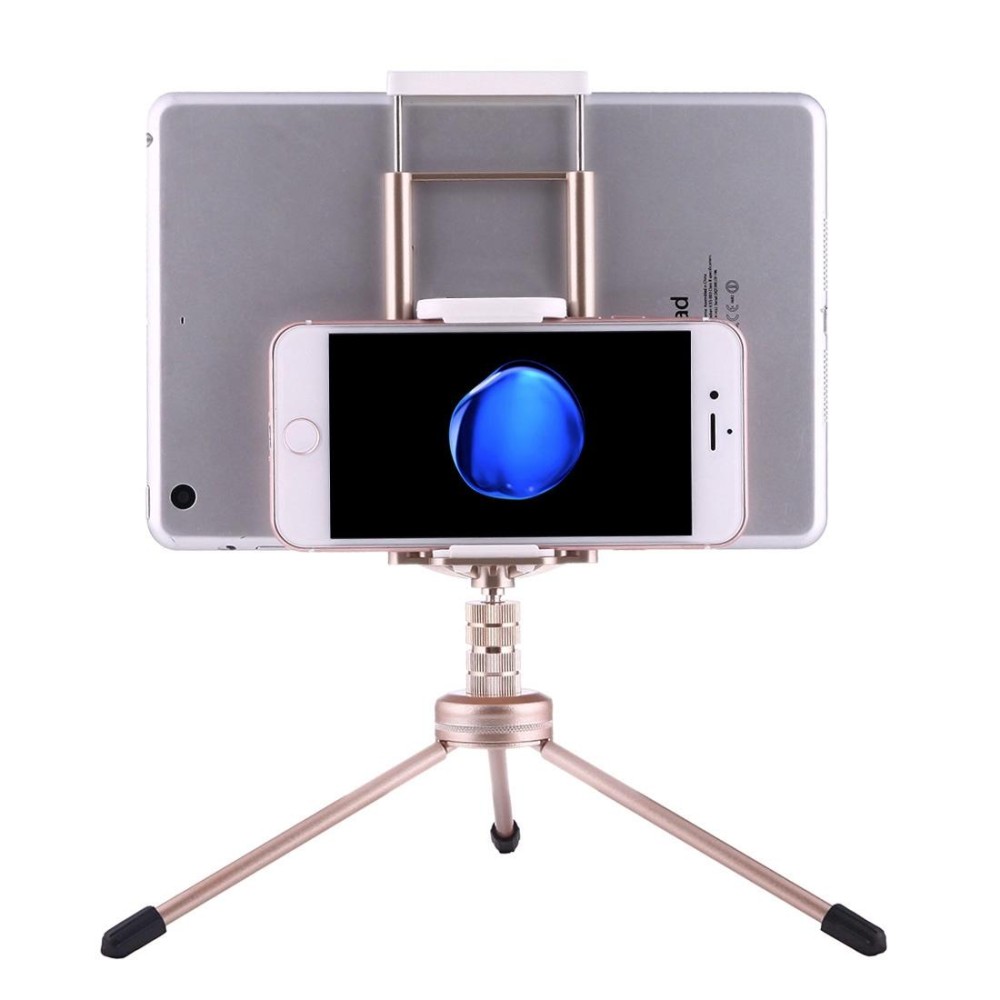 Multi-function Aluminum Alloy Tripod Mount Holder Stand , for iPad, iPhone, Samsung, Lenovo, Sony and other Smartphones & Tablets & Digital Cameras(Gold)