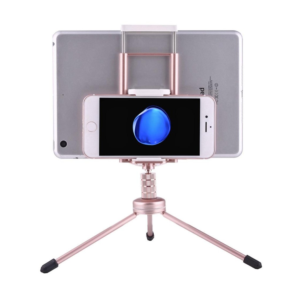 Multi-function Aluminum Alloy Tripod Mount Holder Stand , for iPad, iPhone, Samsung, Lenovo, Sony and other Smartphones & Tablets & Digital Cameras(Rose Gold)