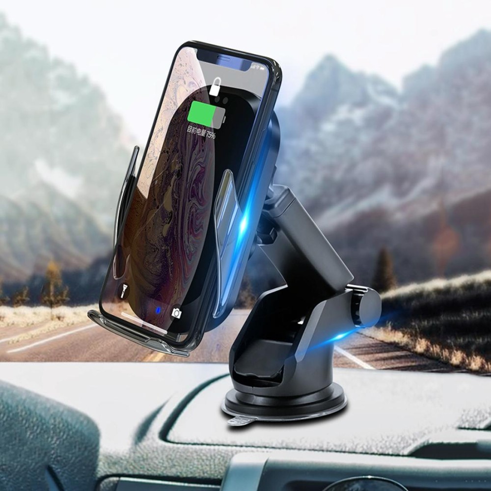 HAMTOD C20 15W Adjustable QI Smart Sensor Car Wireless Charging Holder for 4.6-7 inch Mobile Phones, with Suction Cup