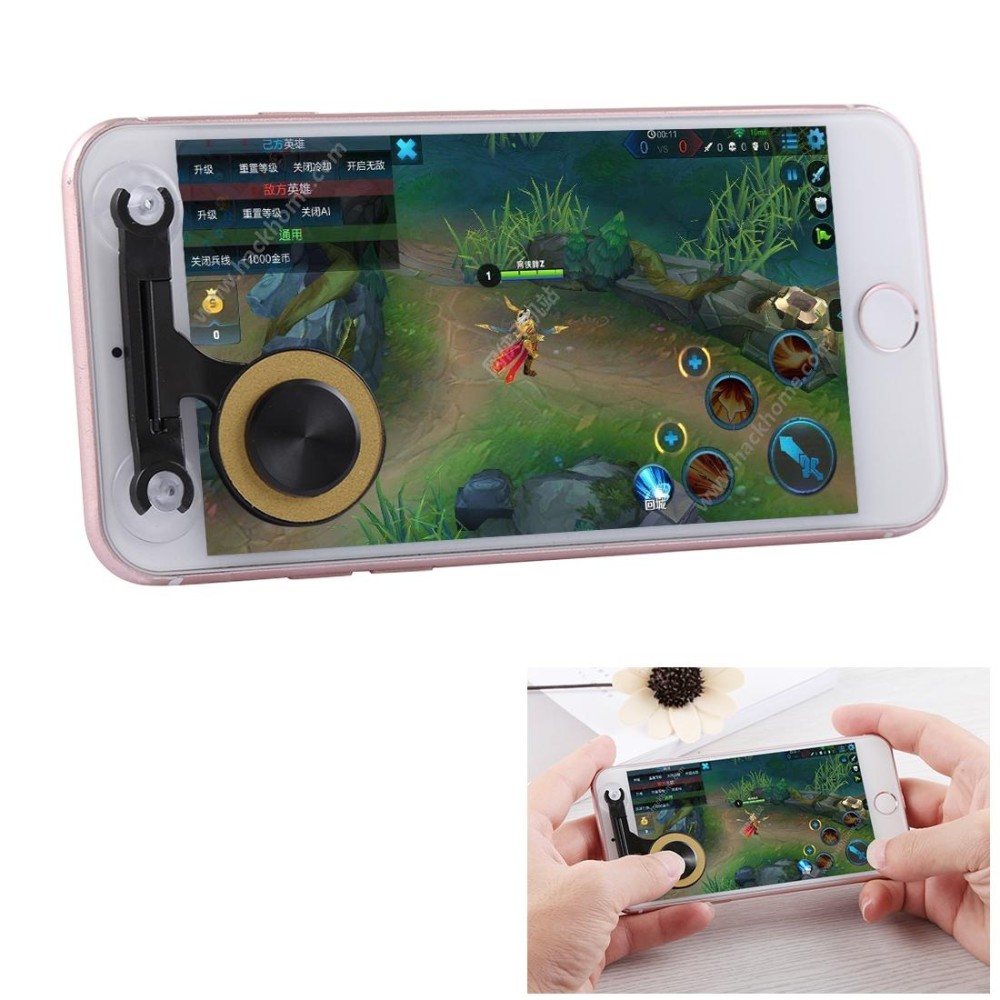 Q9 Direct Mobile Games Joystick Artifact Hand Travel Button Sucker for iPhone, Android Phone, Tablet(Gold)