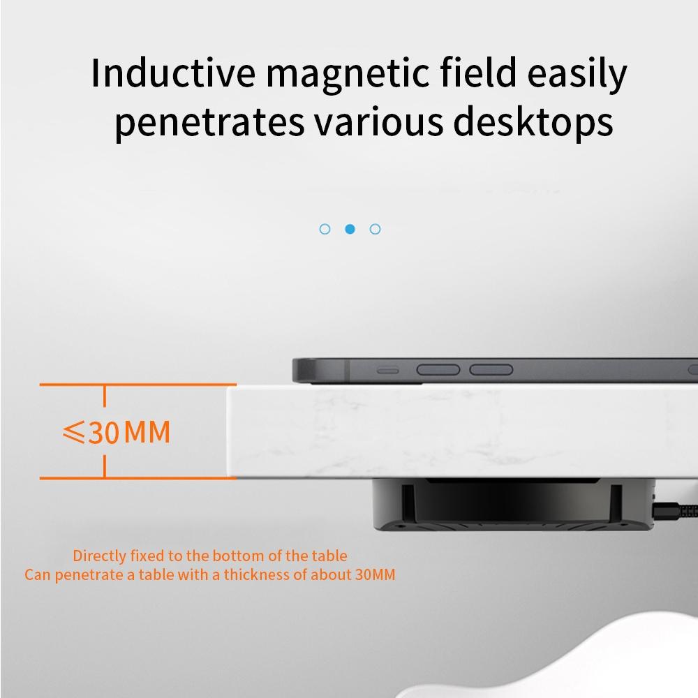 T16 10W Long-distance Air-tight Magnetic Wireless Charger for Desktops Within 30mm Thickness