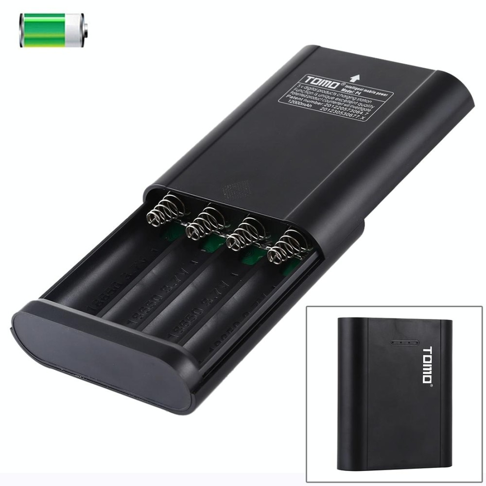 TOMO P4 USB Smart 4 Battery Charger with  Indicator Light for 18650 Li-ion Battery (Black)
