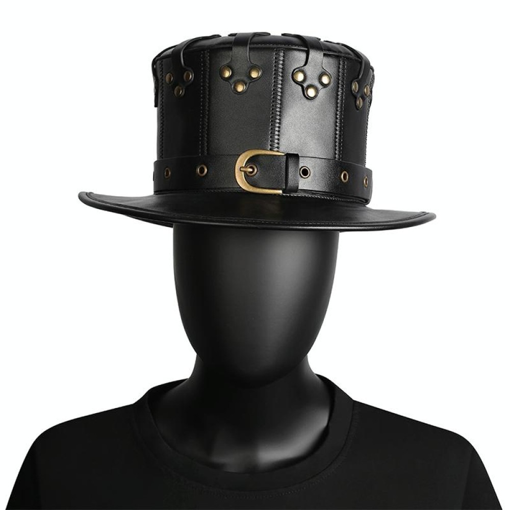 FHG144BK Halloween Punk Style Rivet Gentleman Hat Magic Hat