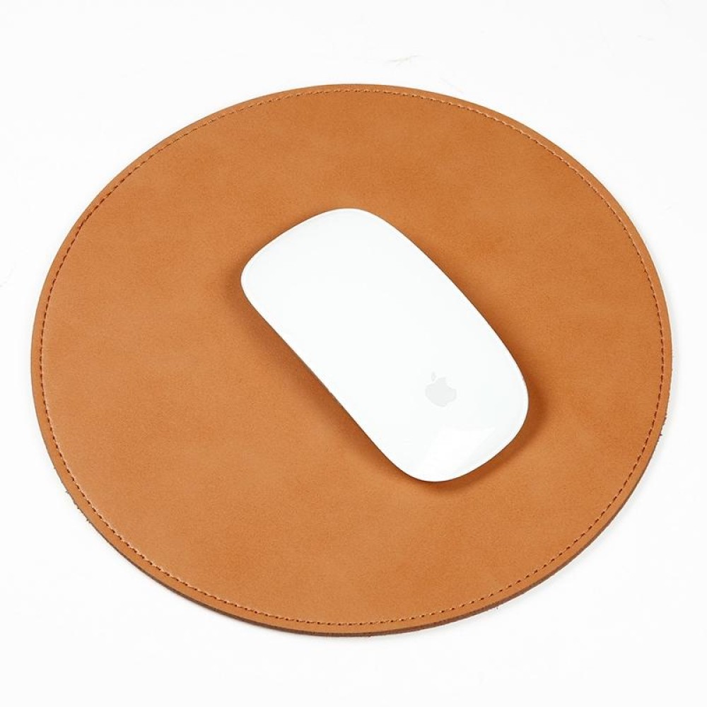 Microfiber Crazy Horse Texture Circular Waterproof Mouse Pad(Light Brown)