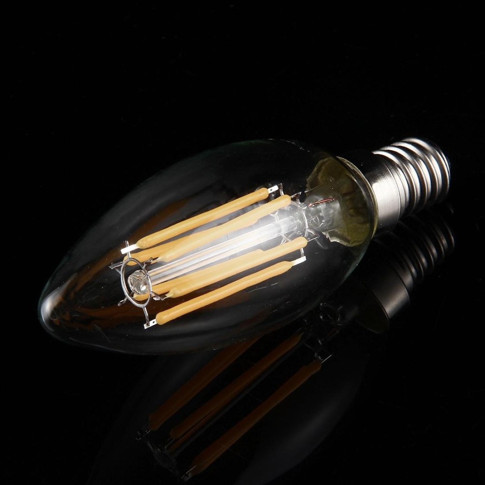 C35 E14 6W Dimmable LED Filament Light Bulb, 6 LEDs 450 LM Retro Energy Saving Light for Halls, AC 220V