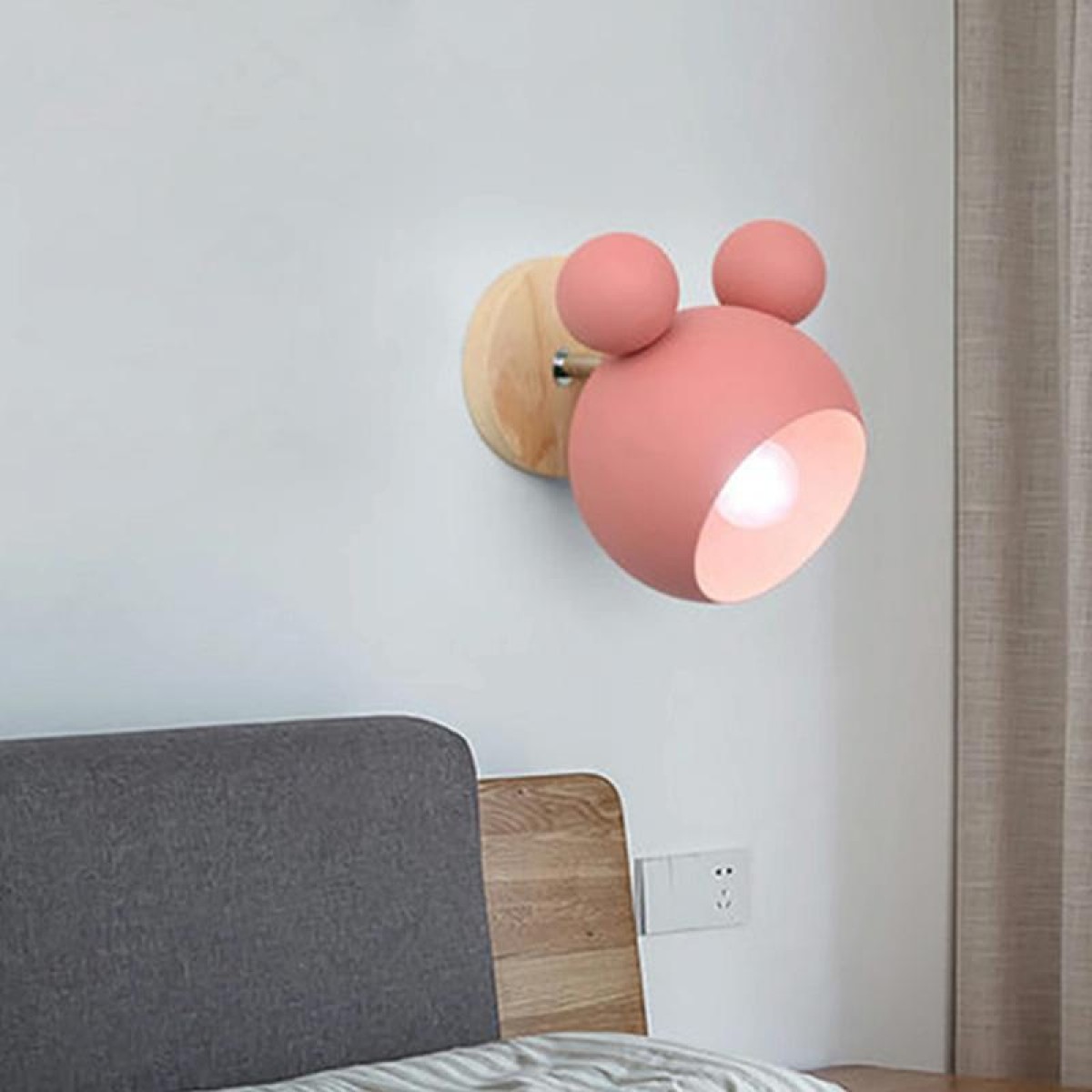 Creative Cartoon E27 LED Warm White Light Wall Lamp for Bedside Passage (Pink)