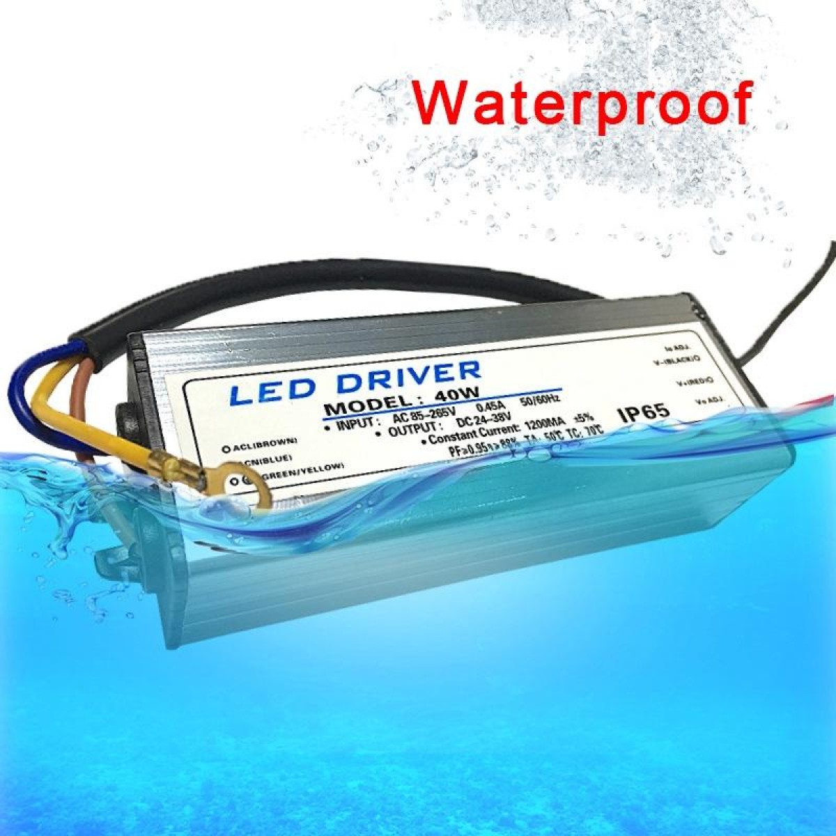 50W LED Driver Adapter AC 85-265V to DC 24-38V IP65 Waterproof
