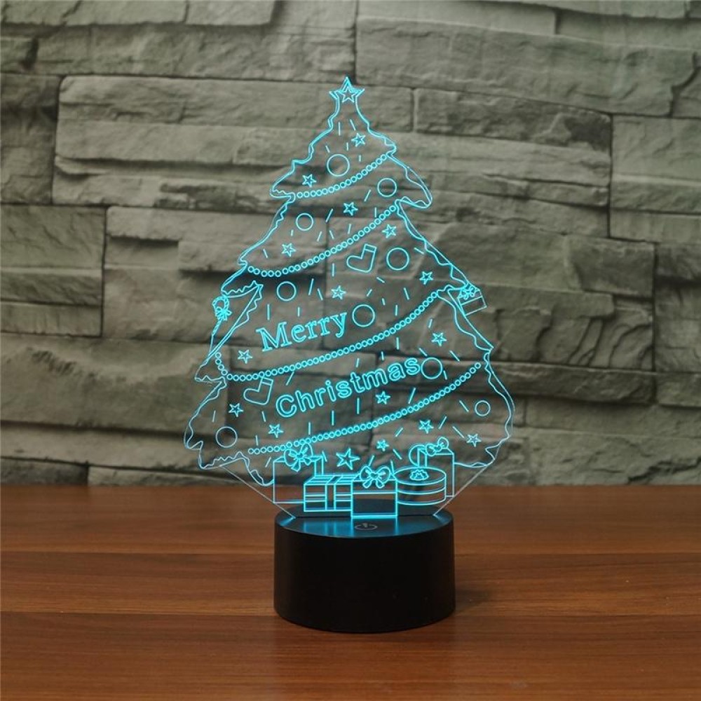 Christmas Tree Shape 3D Colorful LED Vision Light Table Lamp, Charging Touch Version