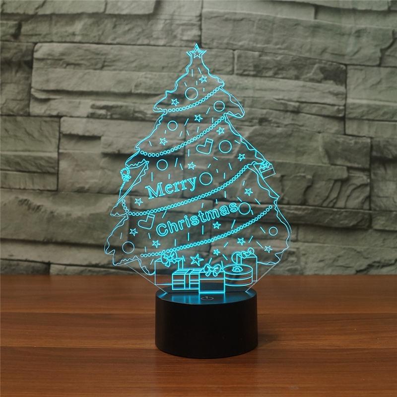 Christmas Tree Shape 3D Colorful LED Vision Light Table Lamp, Crack Touch Version