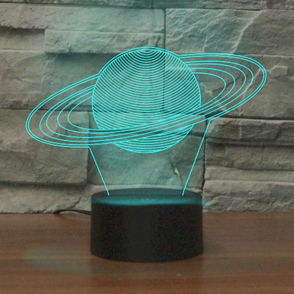 Saturn Shape 3D Colorful LED Vision Light Table Lamp, 16 Colors Remote Control Version