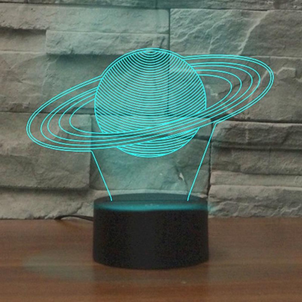 Saturn Shape 3D Colorful LED Vision Light Table Lamp, Crack Remote Control Version
