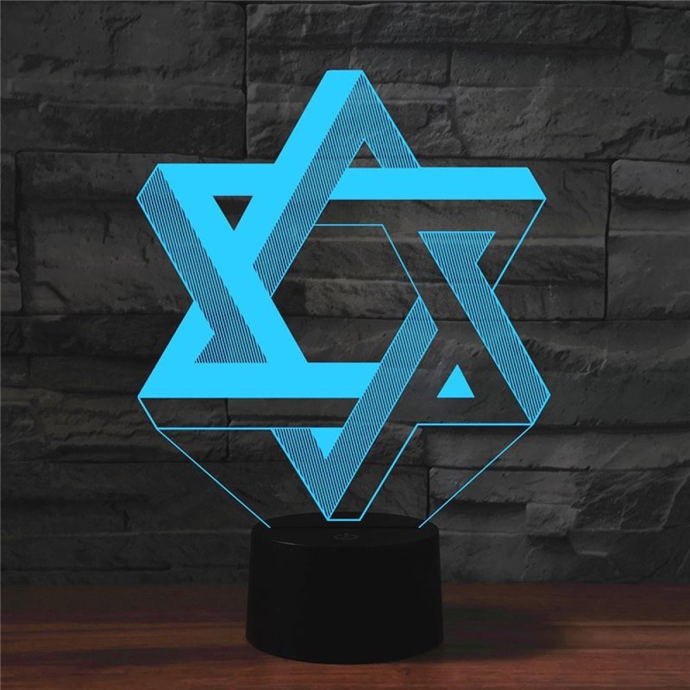 Pentagram Shape 3D Colorful LED Vision Light Table Lamp, USB Touch Version