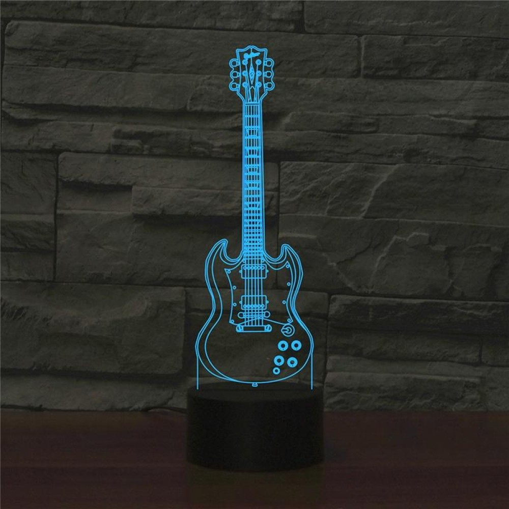 Five-string Guitar Shape 3D Colorful LED Vision Light Table Lamp, Charging Touch Version