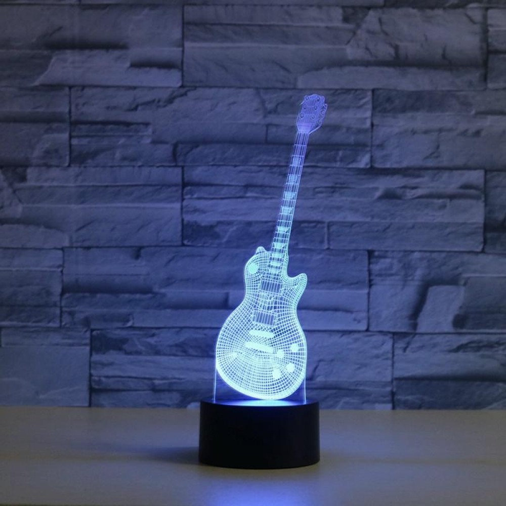 Guitar Shape 3D Colorful LED Vision Light Table Lamp, USB & Battery Version