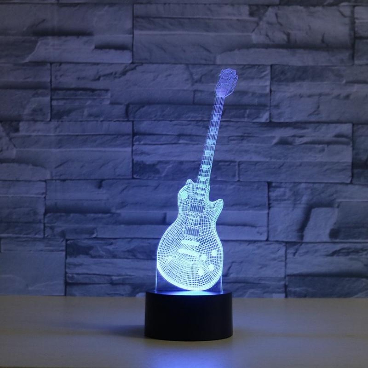 Guitar Shape 3D Colorful LED Vision Light Table Lamp, Crack Touch Version