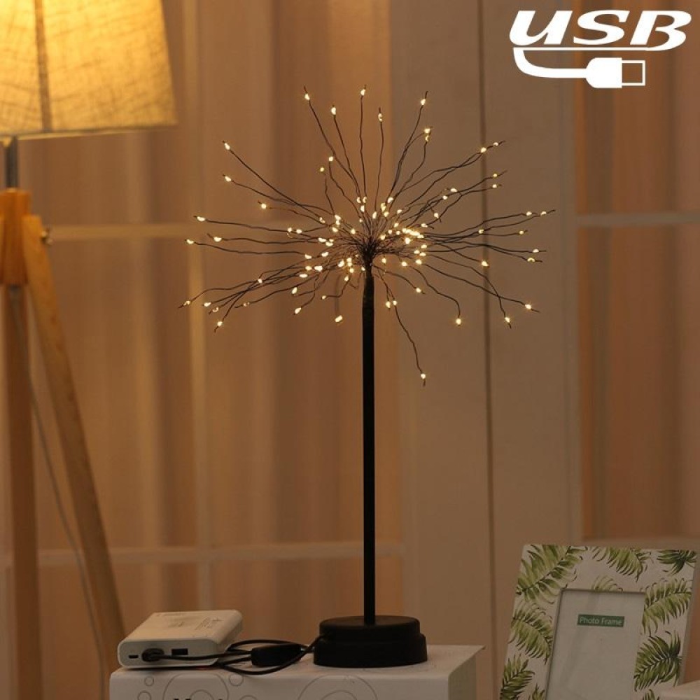 100 LEDs Dandelion Copper Wire Table Lamp Decoration Creative Bedside Night Light Gift, USB Powered(Warm White)